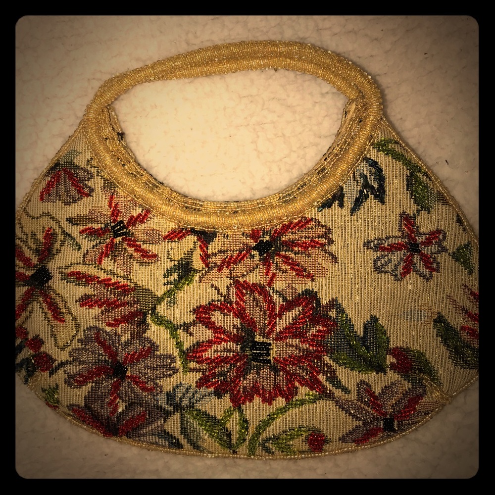 Vintage Embroidered gold Mini Purse